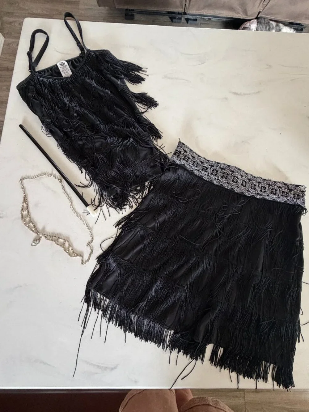 Spirit Halloween Black Flapper Costume Adult Small/Medium Fringe 1920s Gatsby Co - Picture 2 of 9
